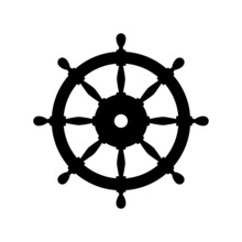 Boat Timon Wheel Icon. Port Sailor Ship Steering Wheel Vector Captain Rudder Wheel Logo