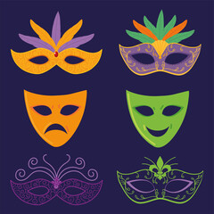 Sticker - set icons mardi gras