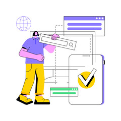 Cross-browser compatibility abstract concept vector illustration. Multi-browser compatible, cross-browser development, software compatibility testing, website user experience abstract metaphor.