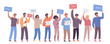 © HilaryDesign - A crowd of different people is campaigning to vote with posters at a political meeting.
