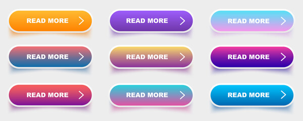Wall Mural - big collection buttons read more. different colorful button set. web icons. vector illustration.