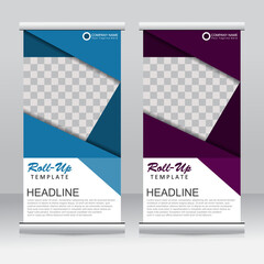 Wall Mural - Roll up banner stand template design. Vertical banner template. Universal stand for conference, seminar, exhibitions, promo banner vector background. Modern publication x-banner and flag-banner.