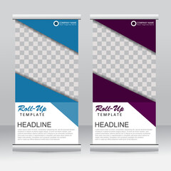Wall Mural - Roll up banner stand template design. Vertical banner template. Universal stand for conference, seminar, exhibitions, promo banner vector background. Modern publication x-banner and flag-banner.