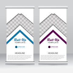 Wall Mural - Roll up banner stand template design. Vertical banner template. Universal stand for conference, seminar, exhibitions, promo banner vector background. Modern publication x-banner and flag-banner.
