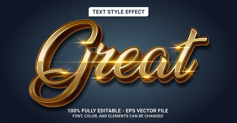 Text Style with Great Golden Theme. Editable Text Style Effect.