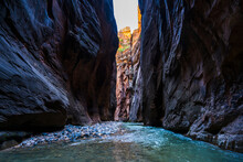 Beautiful Of Narrow In The Afternoon  In Zion National Park,Utah,usa.