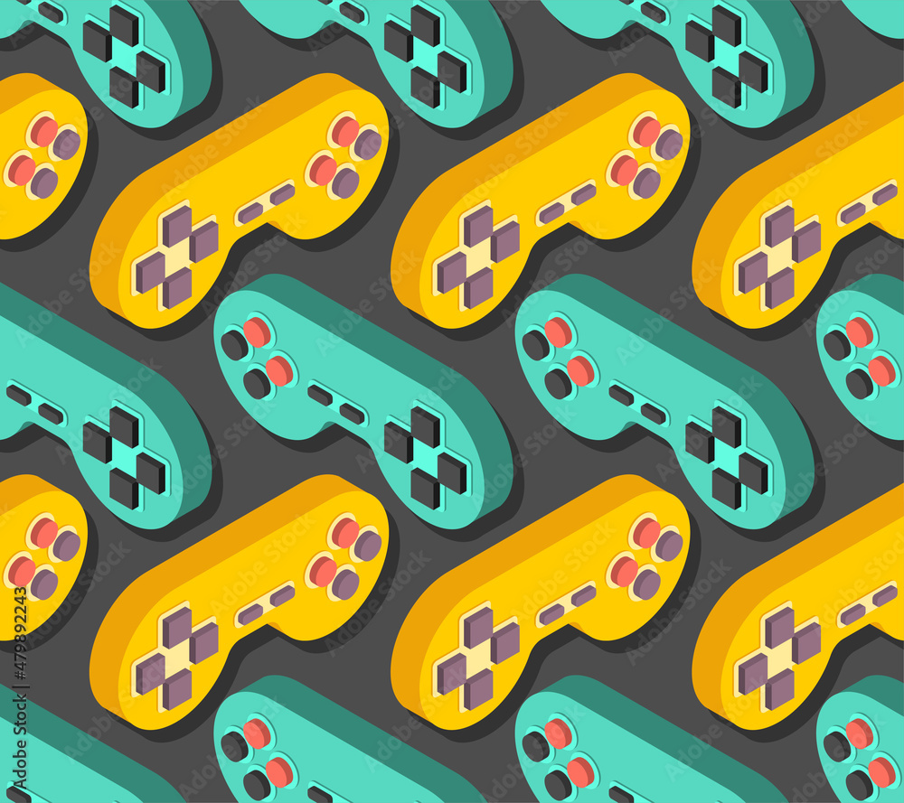 Joystick pattern seamless. Gamepad background. control knob video game ...