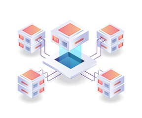 Aufkleber - Server chip network isometric illustration