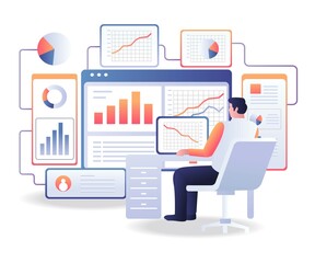 Wall Mural - Seo Optimization analyzing data for investment business