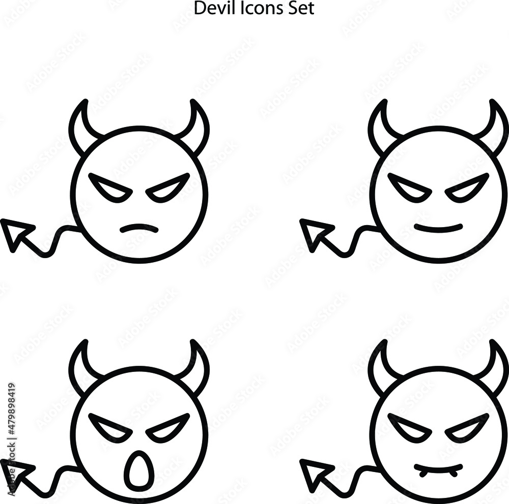 devil icons set isolated on white background. devil icon thin line outline linear devil symbol for logo, web, app, UI. devil icon simple sign.