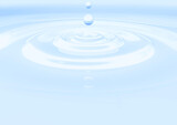 Fototapeta Łazienka - 雫と波紋が広がる水色の液体、背景素材