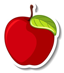 Sticker - Red apple isolated on white background