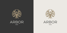 Abstract Arbor Tree Logo. Natural Beauty Icon. Natural Health Naturopathy Symbol. Environment Eco Plant Sign. Vector Illustration.