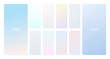 Pastel gradient smooth and soft vibrant color background set. Devices, pc and modern smartphone screen soft pastel color backgrounds vector ux and ui design illustration.