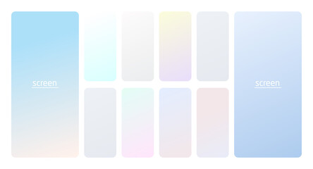 Wall Mural - Pastel gradient smooth and soft vibrant color background set. Devices, pc and modern smartphone screen soft pastel color backgrounds vector ux and ui design illustration.