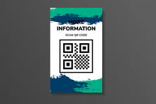 Abstract Background With Brush Of Green And Blue For More Information With Scan QR Code Vector Illustration Concept
