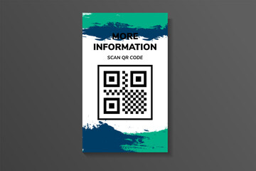 Wall Mural - abstract background with brush of green and blue for more information with scan qr code vector illus