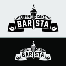 Barista Set Of Coffee Label. Different Logo, Badge, Emblem Collection On White Background. Vector Black And White Illustrations. 