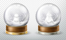 Realistic Crystal Globe Set With Fallen Snow, Gift