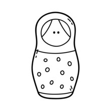 Vector Illustration Of  Outline Doodle Nesting Doll For Children, Coloring And Scrap Book