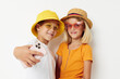 © Tatiana - funny kids wearing hats fashion phone selfie communication