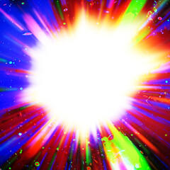 Wall Mural - colourful starburst explosion border with white copyspace centre. the elements of this image furnish