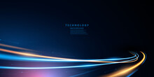 Abstract Vector Illustration Of A Light Trail Technological Background In A Modern Concept.