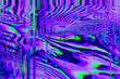 Abstract purple green psychedelic zebra background interlaced digital Distorted Motion glitch effect. Futuristic striped cyberpunk design. Retro webpunk, rave 90s aesthetic, 70s groovy techno neon
