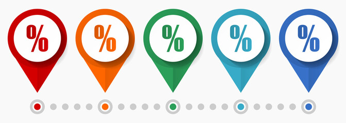 Leinwandbilder - Percent, sale concept vector icon set, flat design pointers, infographic template