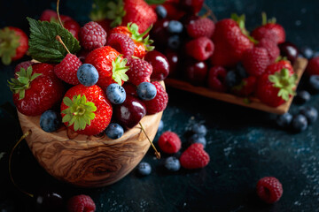 Berries close-up colorful assorted mix.