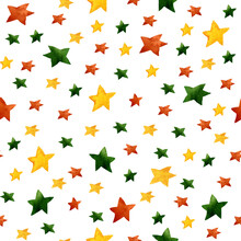 Watercolor Pattern With Colorful Stars