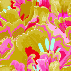 Wall Mural - Floral abstraction seamless pattern.