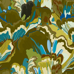 Wall Mural - Floral abstraction seamless pattern.