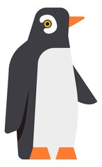 Sticker - Penguin icon. Antarctic bird standing. Cute winter animal