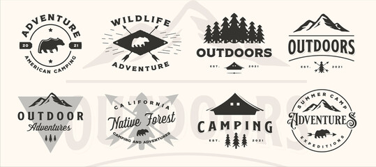 Wall Mural - set of vector adventure mountain outdoor vintage logo symbol illustration design, bundle collection 