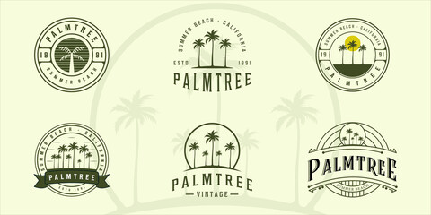 Wall Mural - set of palm tree vintage logo vector illustration template icon graphic design. bundle collection of