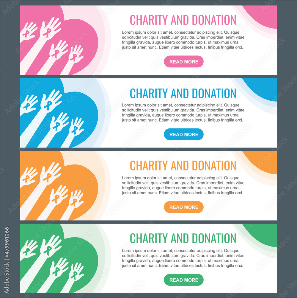 Awareness ribbons banner, header. Charity and donation template banner ...