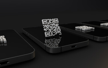 Wall Mural - qr code and smartphone. 3d render
