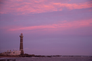 Wall Mural - Faro de Jose Ignacio (Jose Ignacio lighthouse) at dusk and sunset