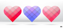 Vector Hearts Icons Set. Vector 3D Illustration.Vector Collection Of  Hearts On White Background.Pink,red And Purple Hearts.
