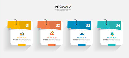 Fototapete - Business Infographic with note paper design vector.