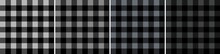 A Set Of Patterns In A Cage. Plaid Blankets In Gray And Black Color. Seamless Pastel Backgrounds For Tablecloths, Dresses, Skirts, Napkins.