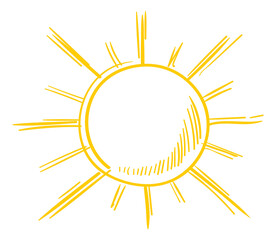 Wall Mural - sun icon in retro scribble style. sunshine symbol. climate sign