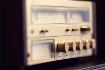 Wall Mural - Vintage Stereo Receiver Front Panel Controls closeup DOF