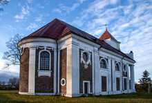 Built In 1825, The Catholic Church Of Divine Providence In The Village Of Siderka In Podlasie, Poland. The Photos Show A General View Of The Temple And Architectural Details Close-up.