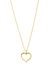 Gold Heart Necklace Isolated On White Background