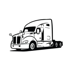 Wall Mural - Semi truck freight 18 wheeler sleeper vector silhouette illustration