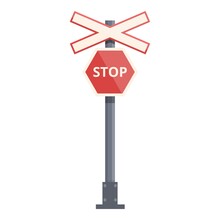 Stop Sign Railway Icon Cartoon Vector. Train Road. Signal Traffic