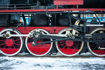 Wall Mural - Old steam engine on a railway locomotive