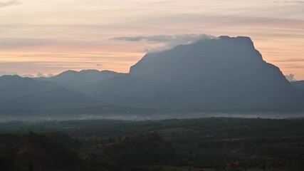 Poster - Scenery of Doi Luang Chiang Dao mountain range at sunset from high viewpoint in Chiang Dao